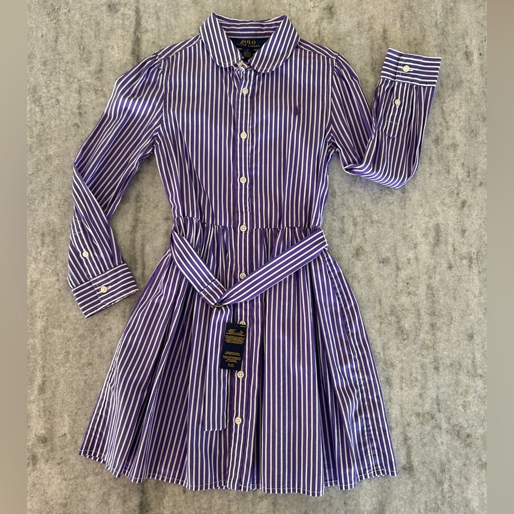 Ralph Lauren Polo Purple Striped Shirt Dress Size 6
